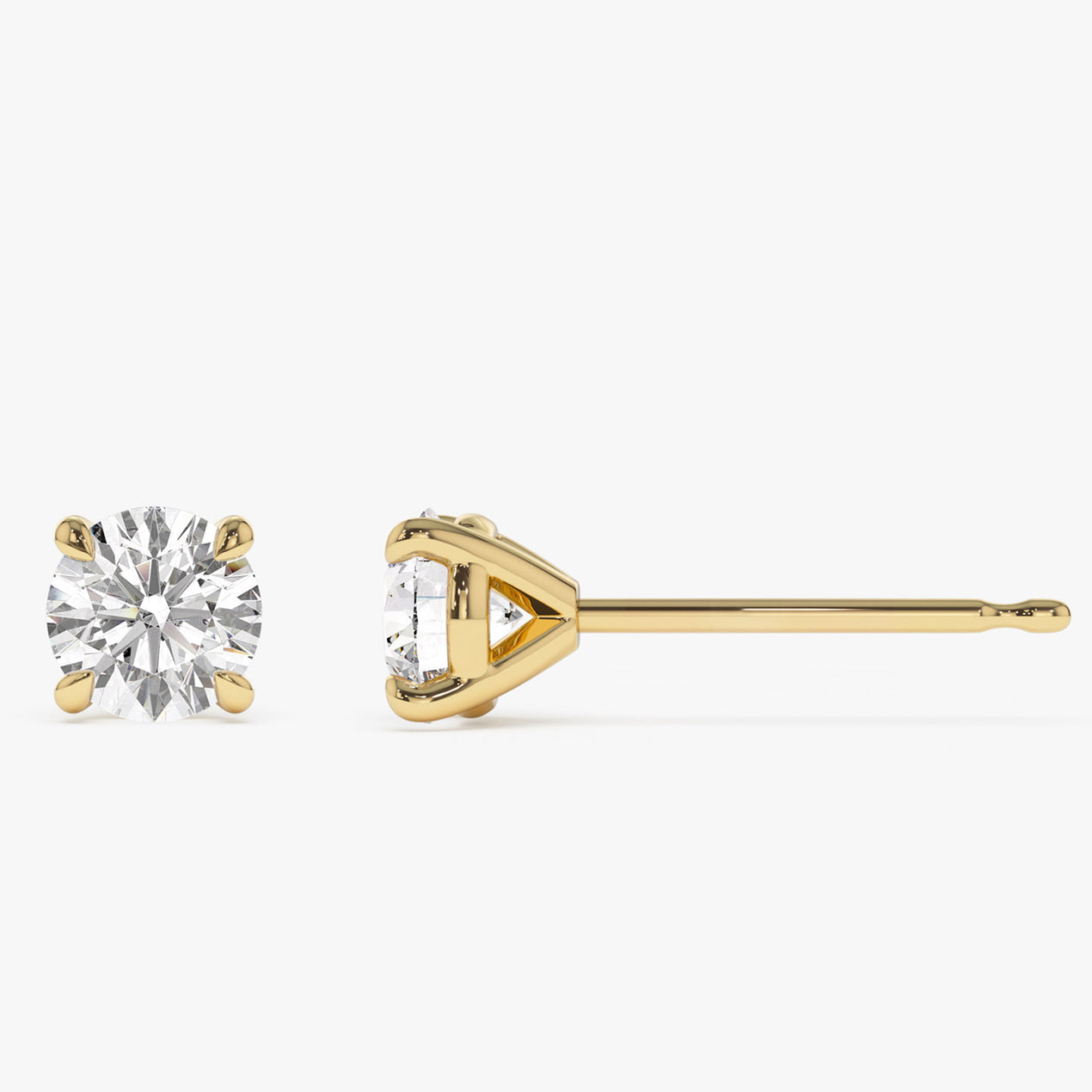 14k Classic Four Prong Round Lab Grown Diamond Studs