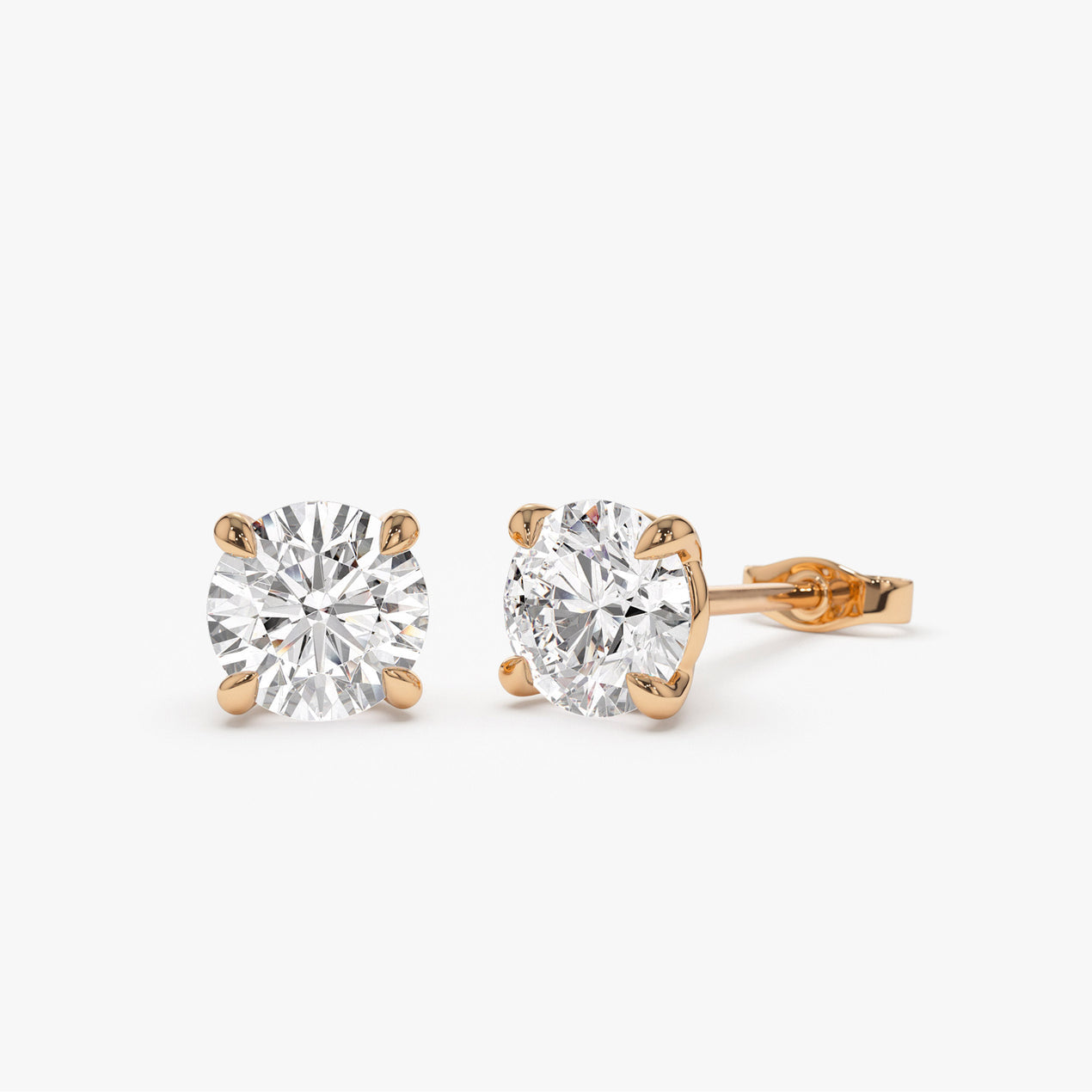 14k Classic Four Prong Round Lab Grown Diamond Studs