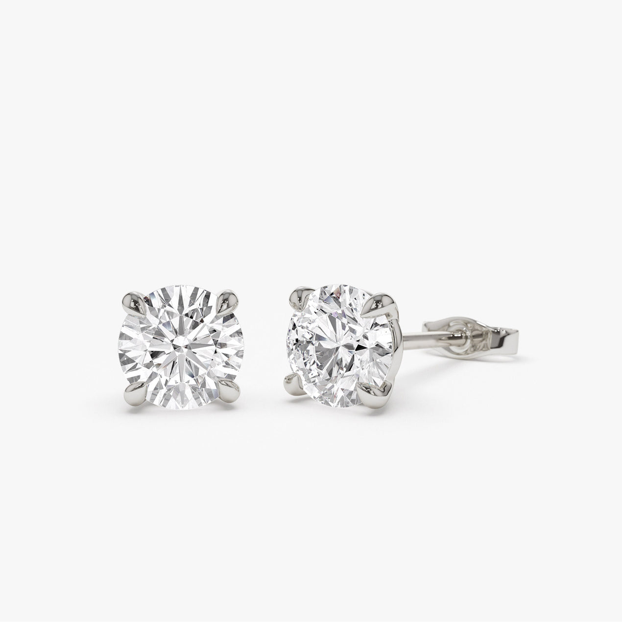 14k Classic Four Prong Round Lab Grown Diamond Studs