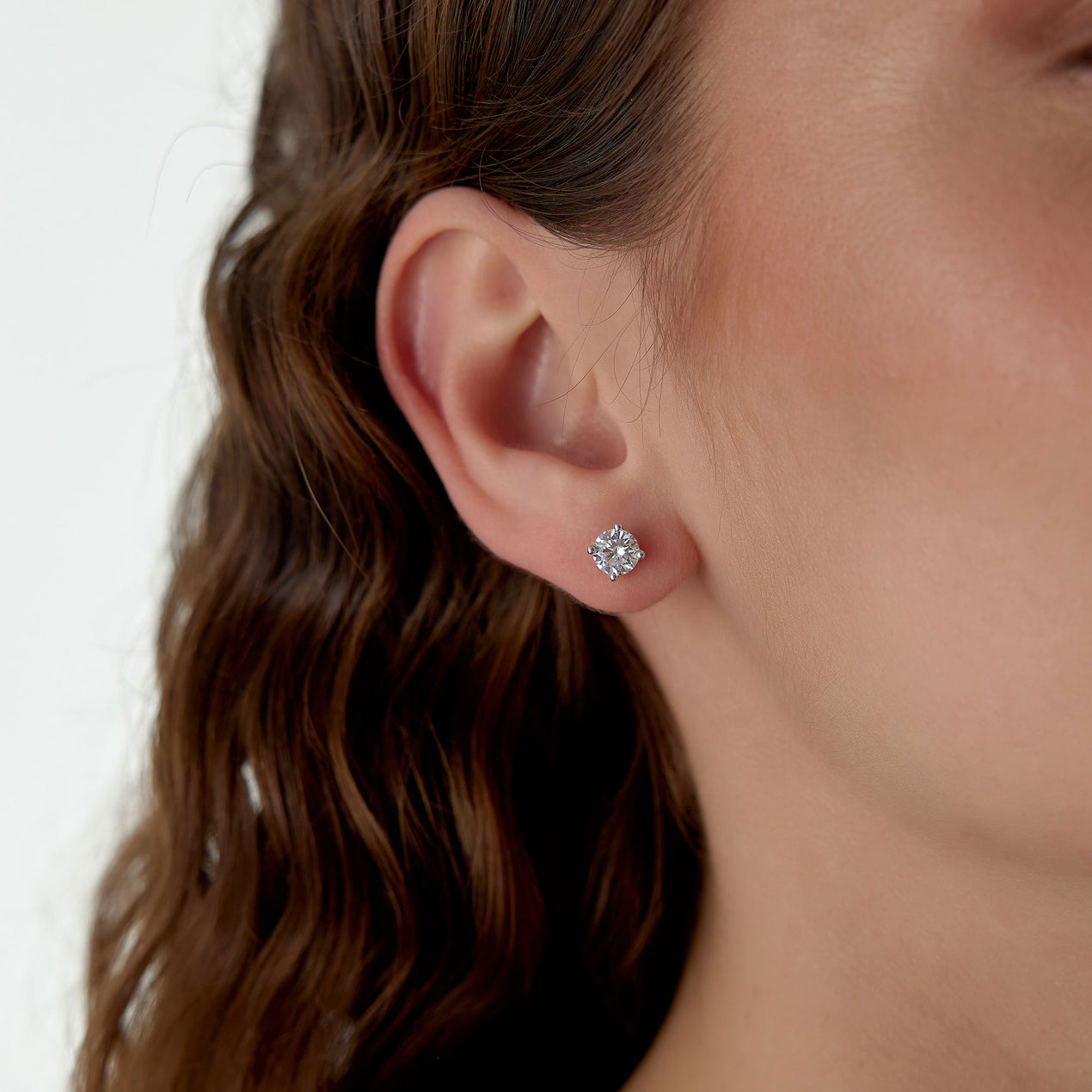 14k Classic Four Prong Round Lab Grown Diamond Studs
