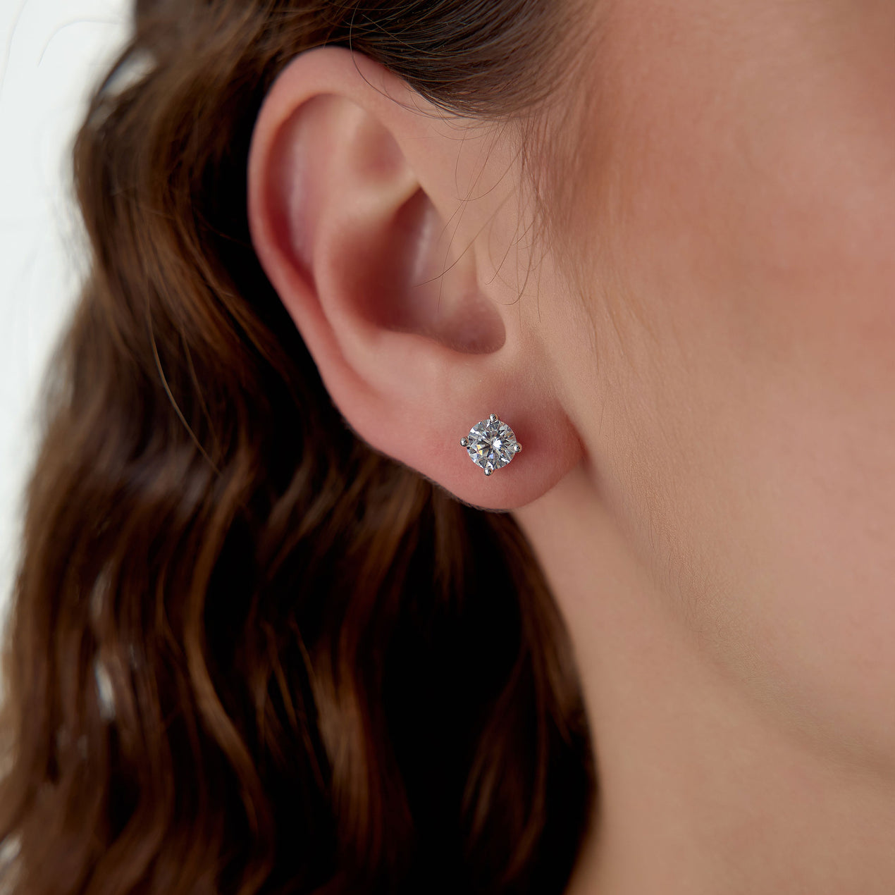 14k Classic Four Prong Round Lab Grown Diamond Studs