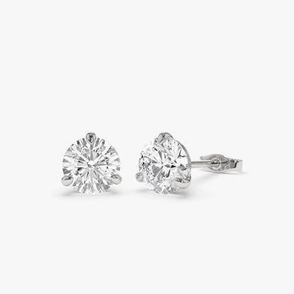 14k Martini Setting Round Lab Grown Diamond Studs
