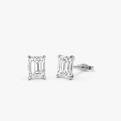 14k Prong Setting Emerald Cut Lab Grown Diamond Studs