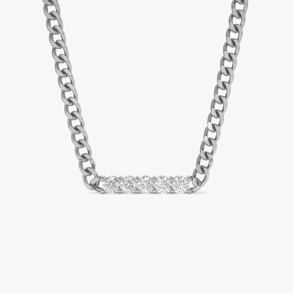 14K Diamond Bar Cuban Chain Necklace | Solid Gold Statement Jewelry | Men's & Women's Luxury Necklace | VLOVE
