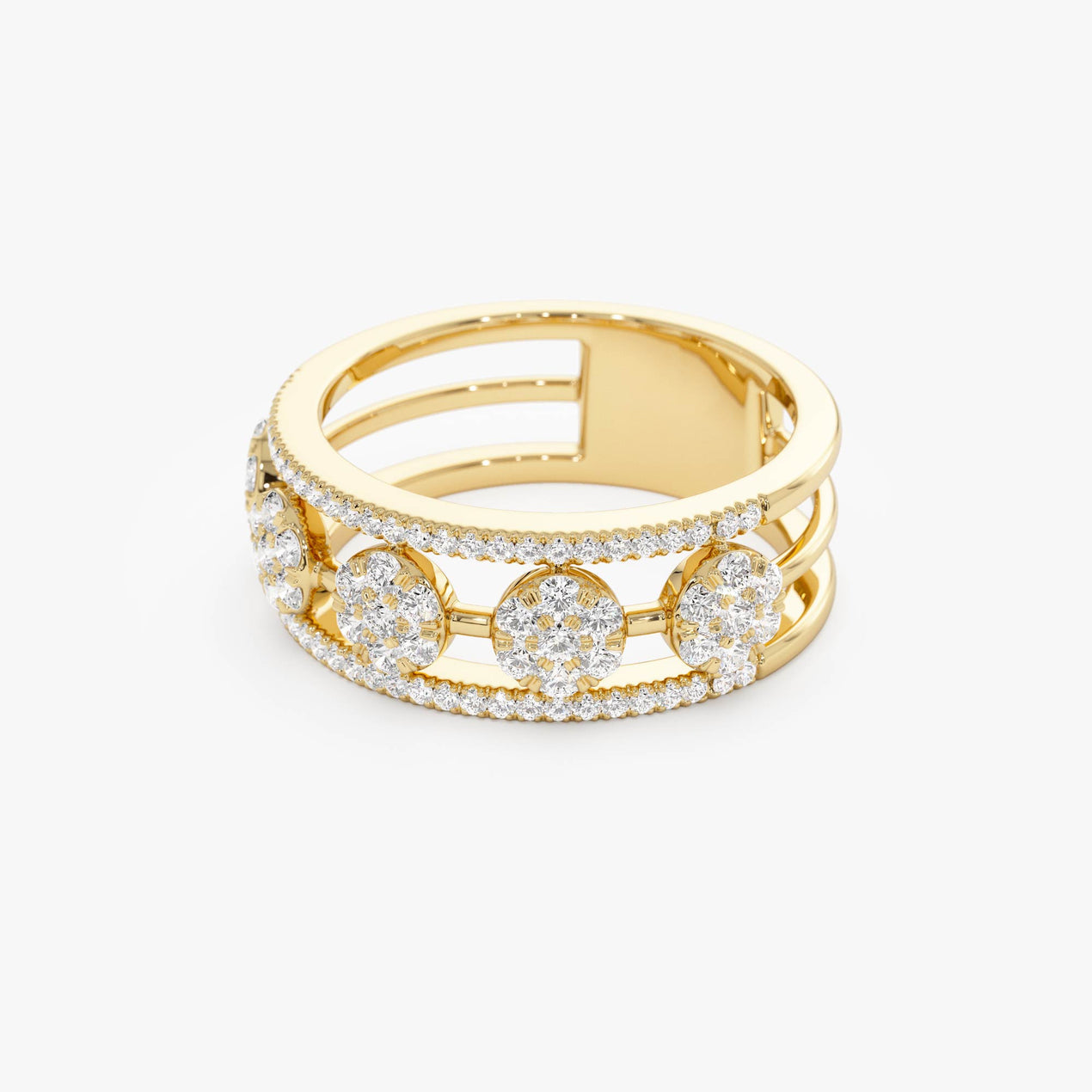 14K Circle Cluster Diamond Band Ring