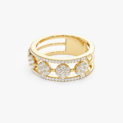 14K Circle Cluster Diamond Band Ring
