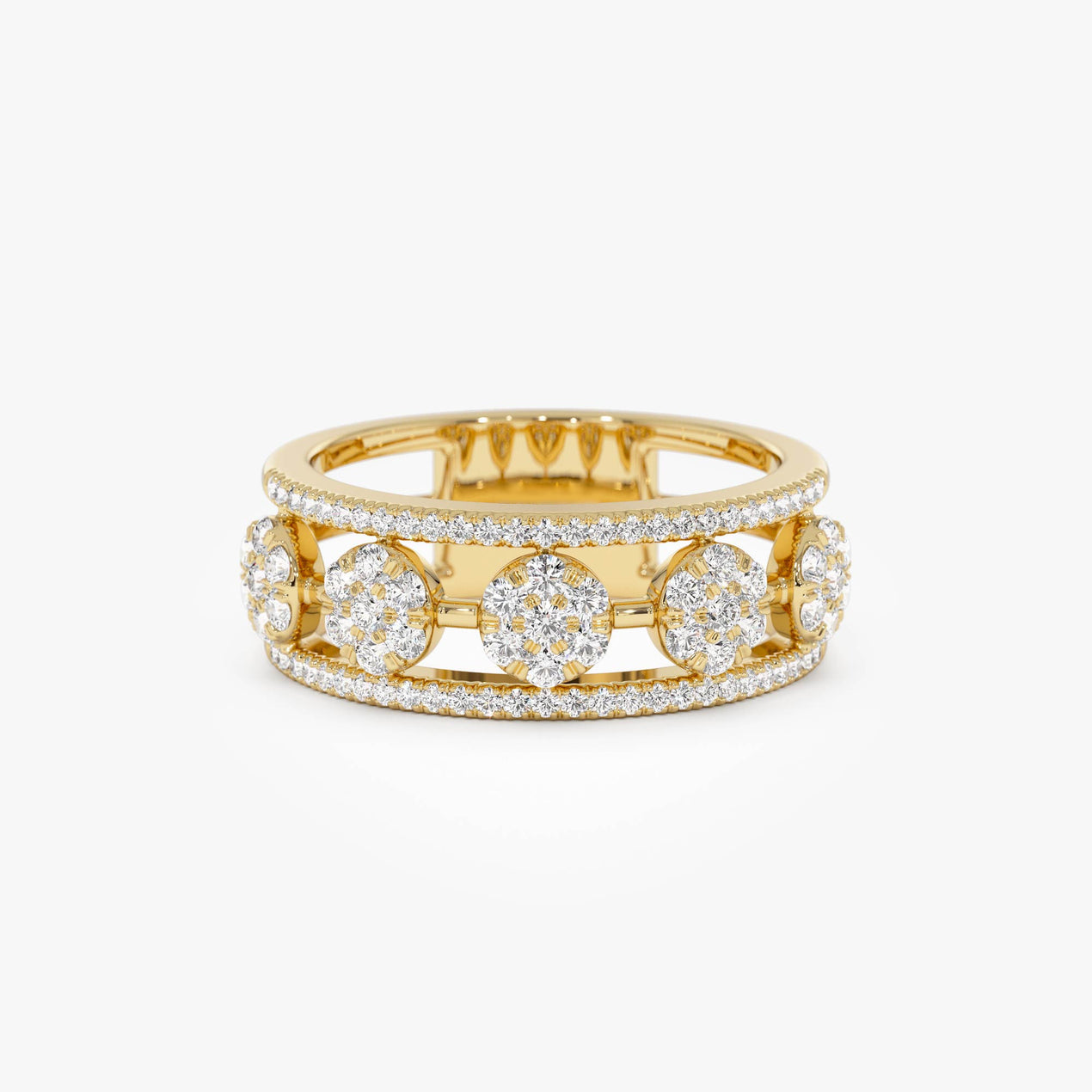 14K Circle Cluster Diamond Band Ring