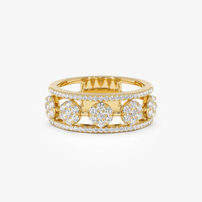 14K Circle Cluster Diamond Band Ring