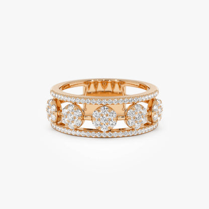 14K Circle Cluster Diamond Band Ring