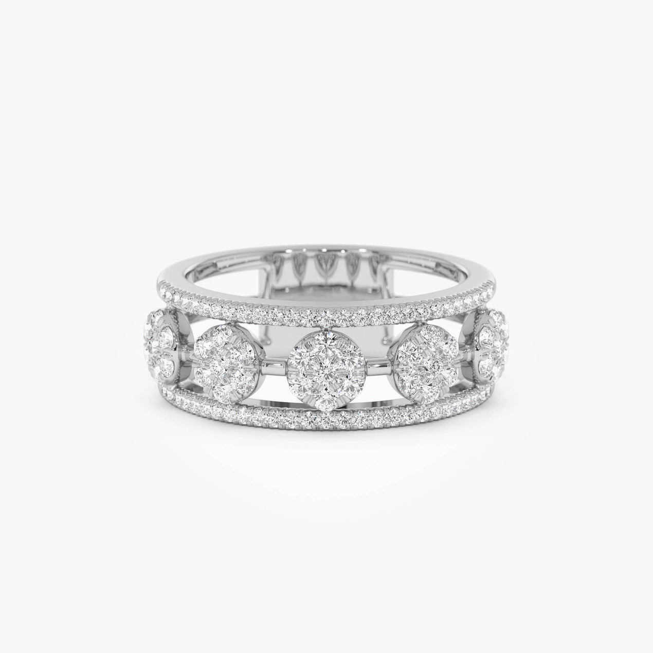 14K Circle Cluster Diamond Band Ring