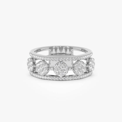 14K Circle Cluster Diamond Band Ring
