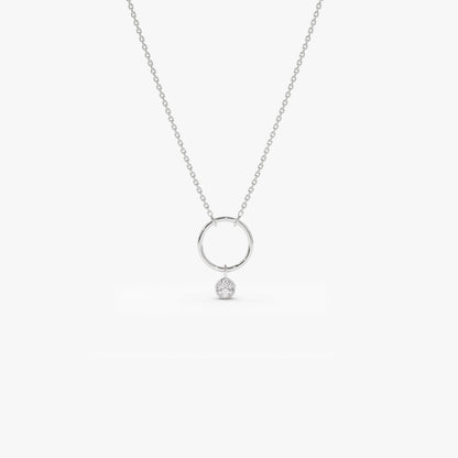 14K Circle Necklace with Bezel Set Diamond