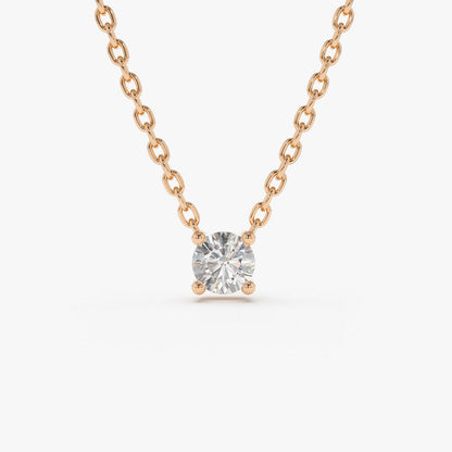 14K Gold Prong Setting Diamond Solitaire Necklace