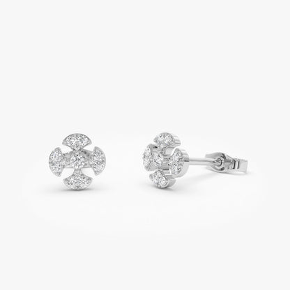 14K Minimalist Petal Diamond Cluster Studs