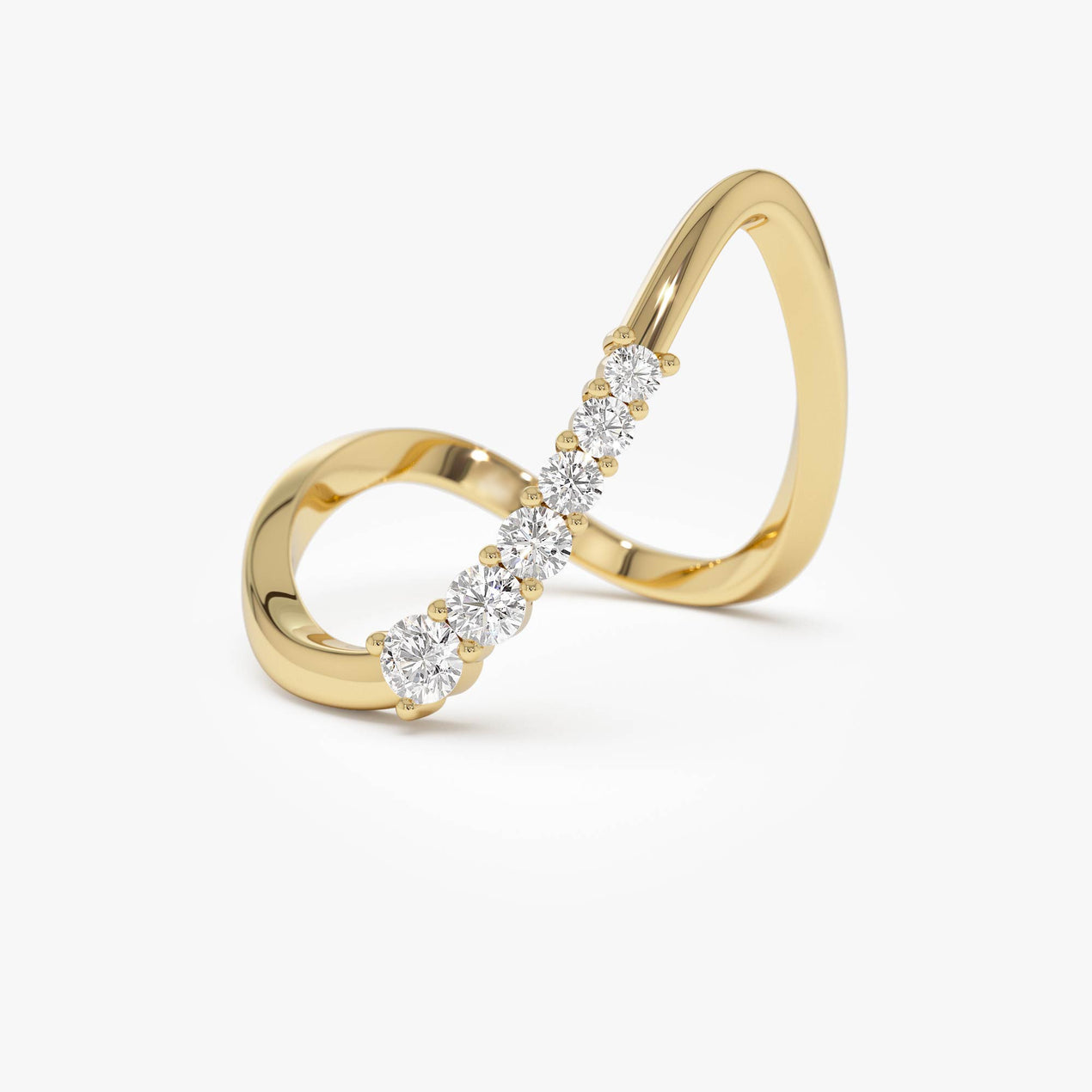 14K Open Twist Unique Diamond Ring