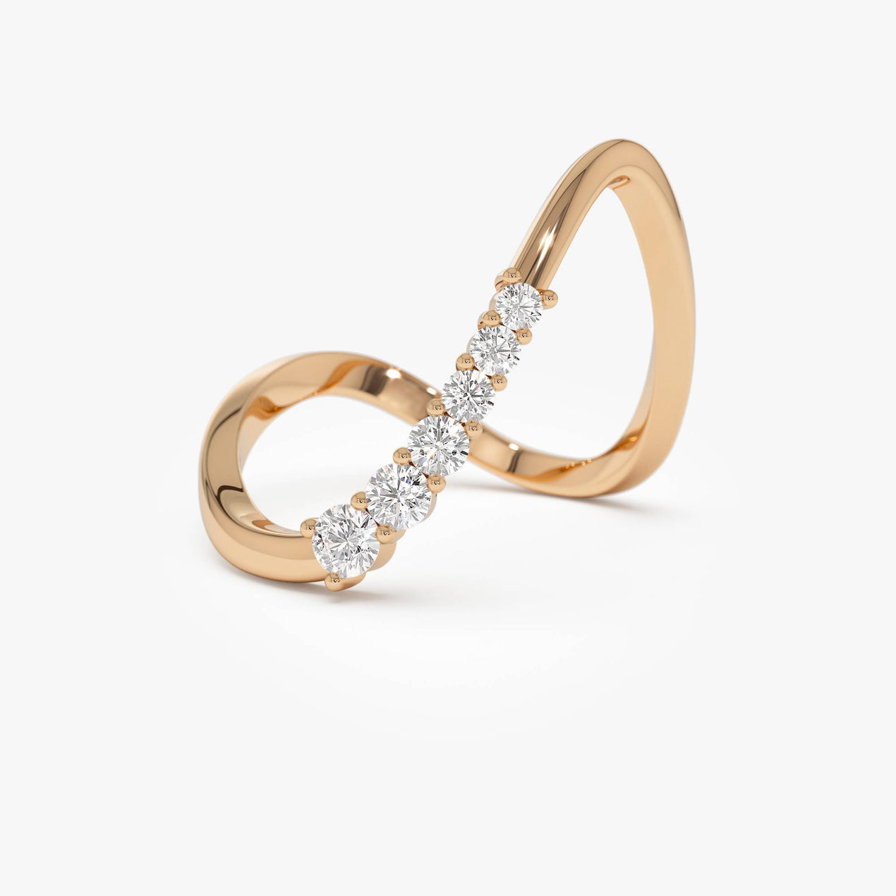 14K Open Twist Unique Diamond Ring