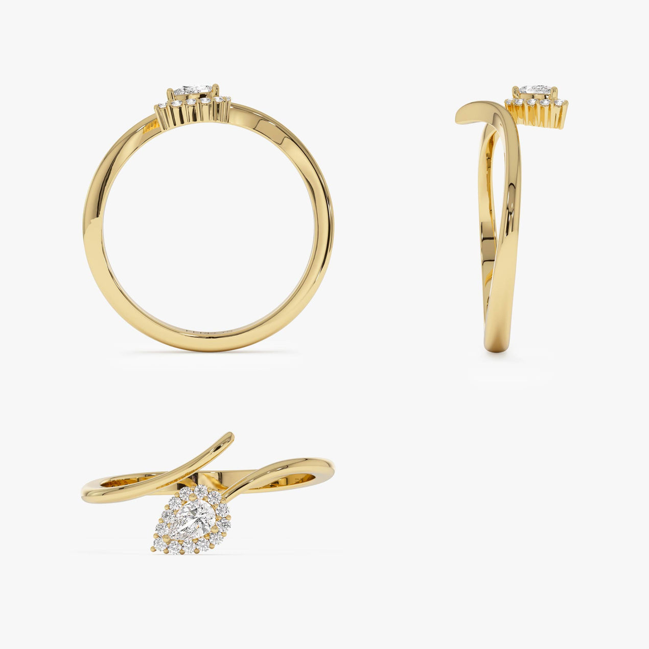 14K Pear-Shaped Diamond Wrap Ring