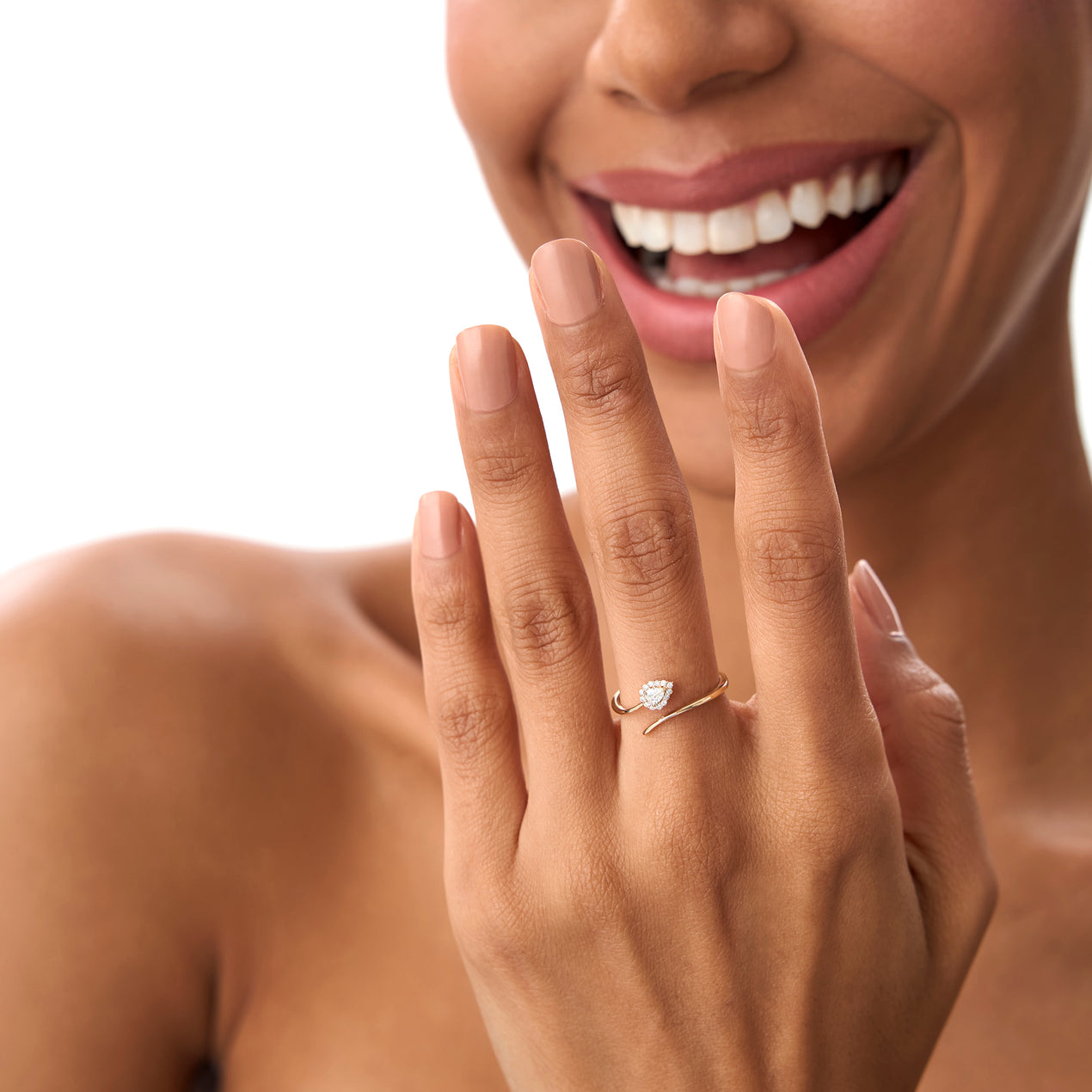 14K Pear-Shaped Diamond Wrap Ring
