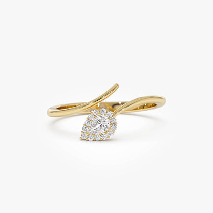 14K Pear-Shaped Diamond Wrap Ring