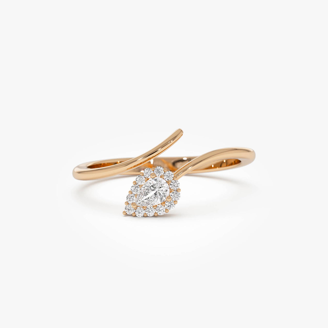 14K Pear-Shaped Diamond Wrap Ring