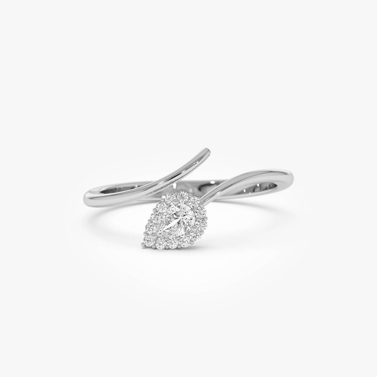 14K Pear-Shaped Diamond Wrap Ring