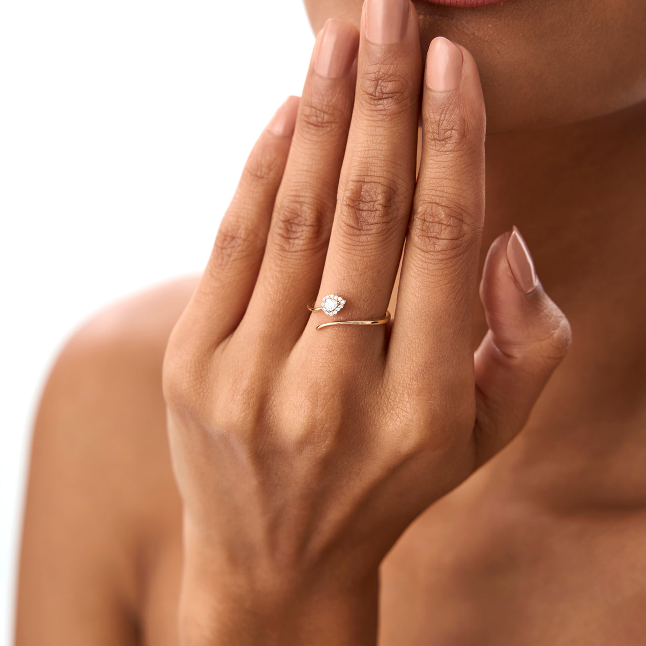 14K Pear-Shaped Diamond Wrap Ring