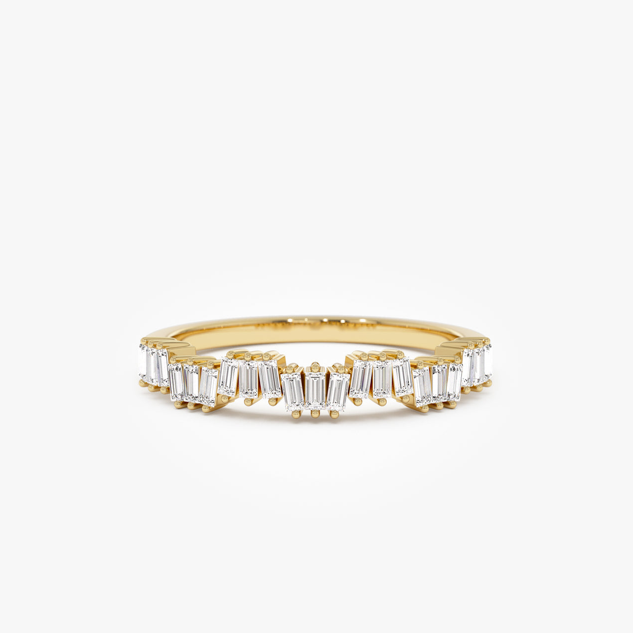 14k Asymetrical Baguette Diamonds Ring