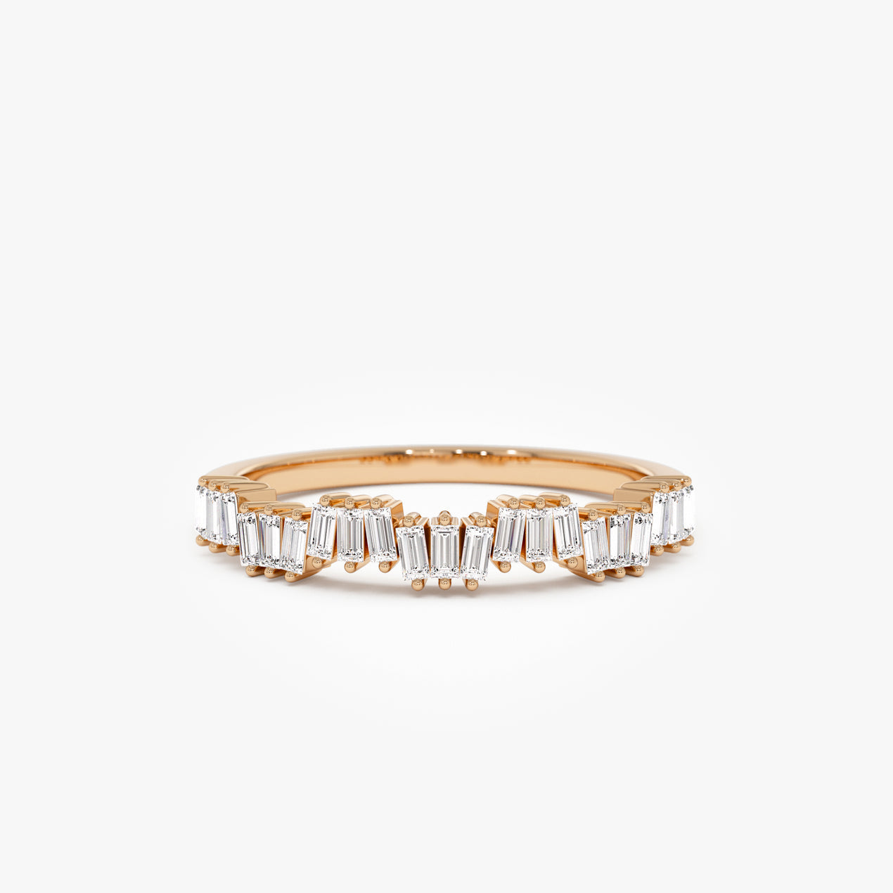 14k Asymetrical Baguette Diamonds Ring