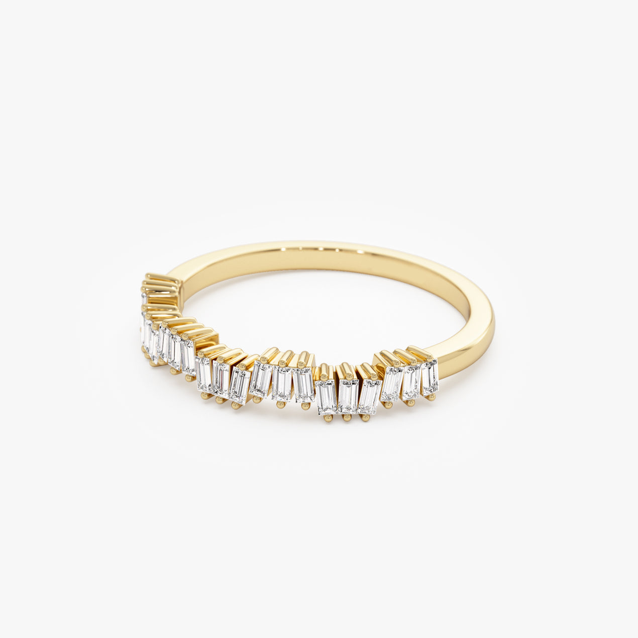14k Asymetrical Baguette Diamonds Ring
