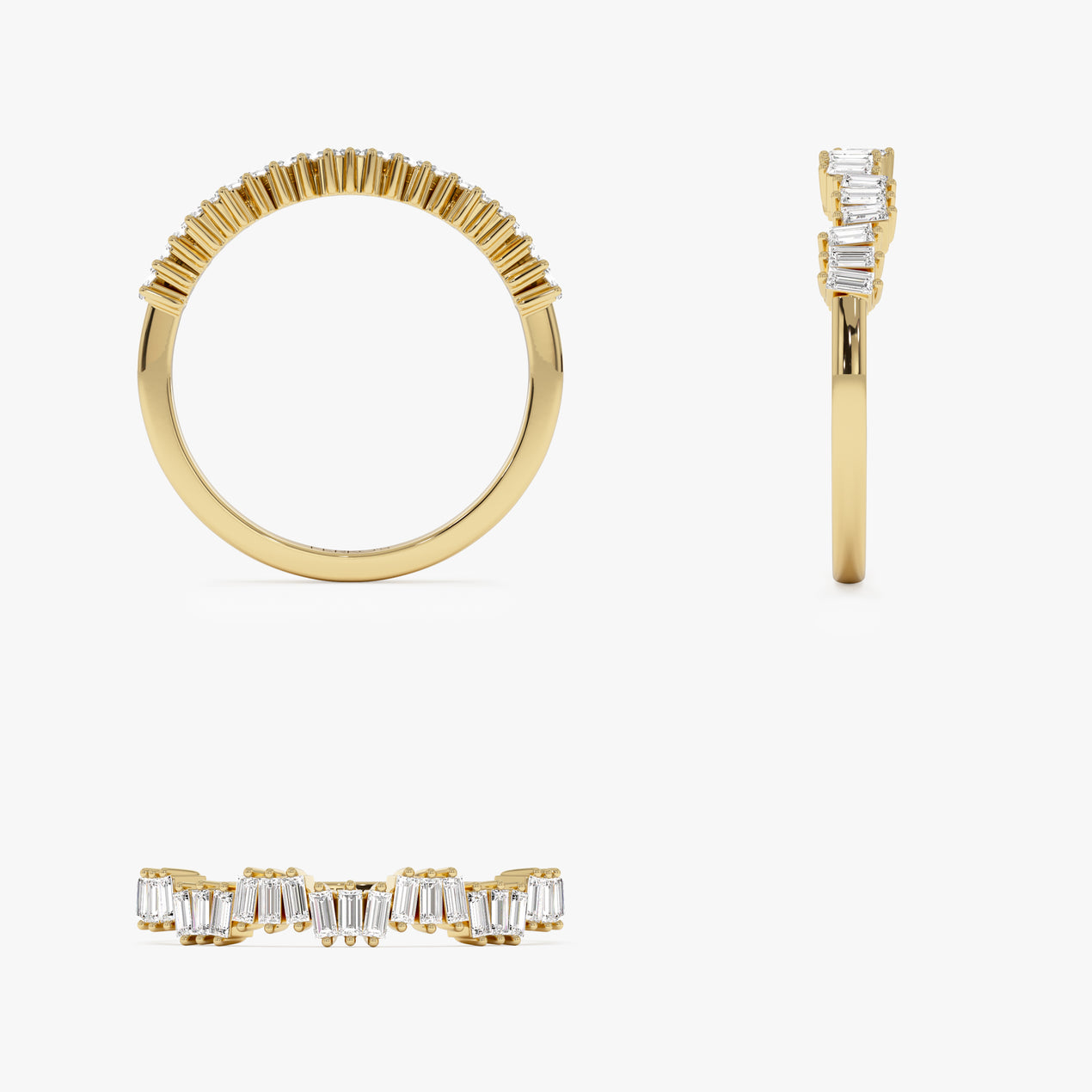 14k Asymetrical Baguette Diamonds Ring