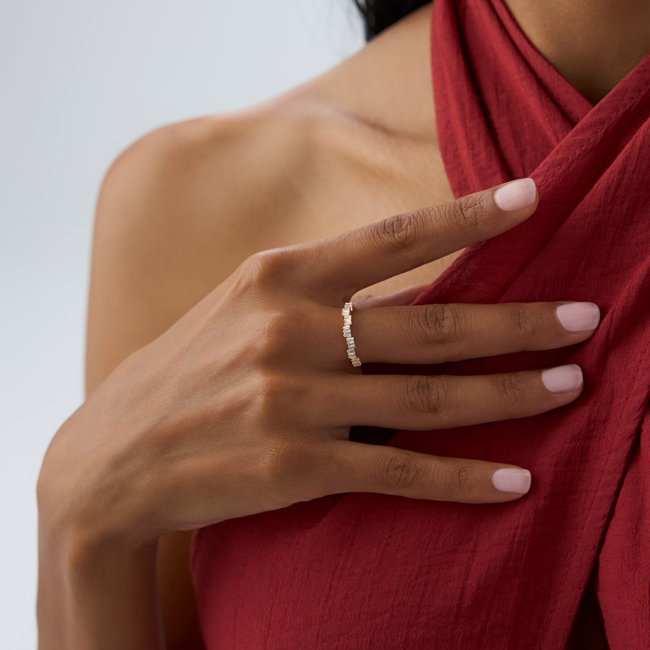 14k Asymetrical Baguette Diamonds Ring