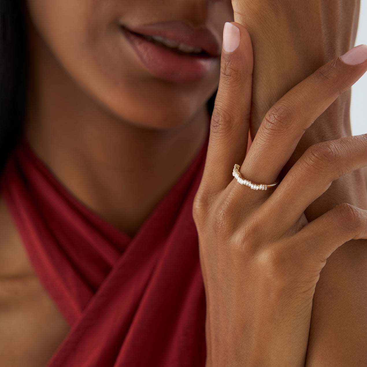 14k Asymetrical Baguette Diamonds Ring
