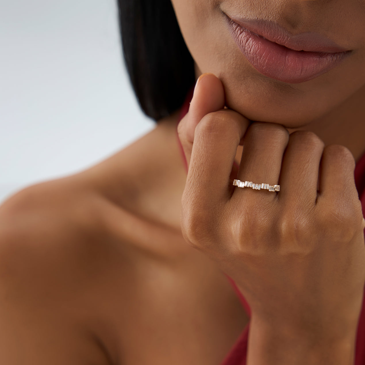 14k Asymetrical Baguette Diamonds Ring