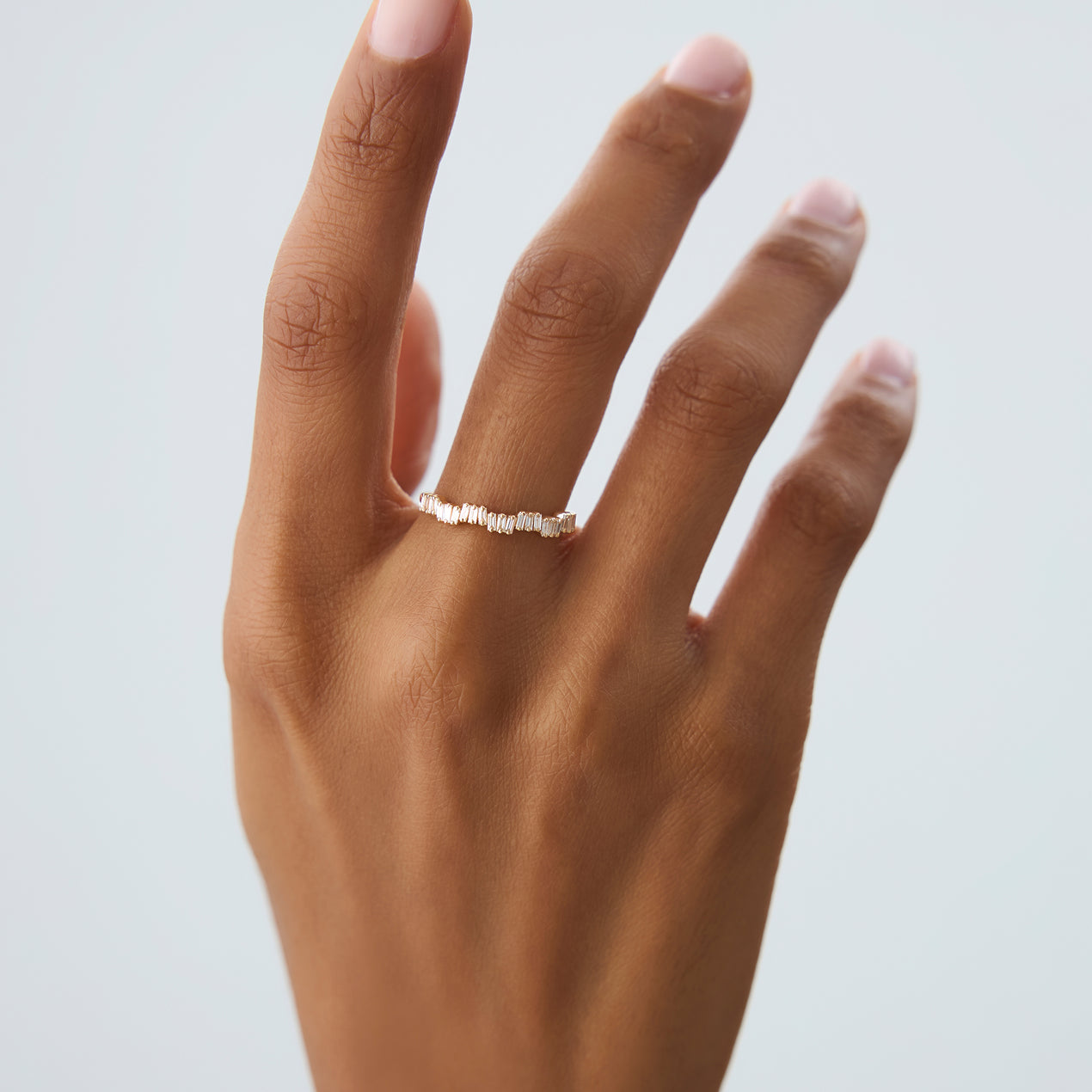 14k Asymetrical Baguette Diamonds Ring