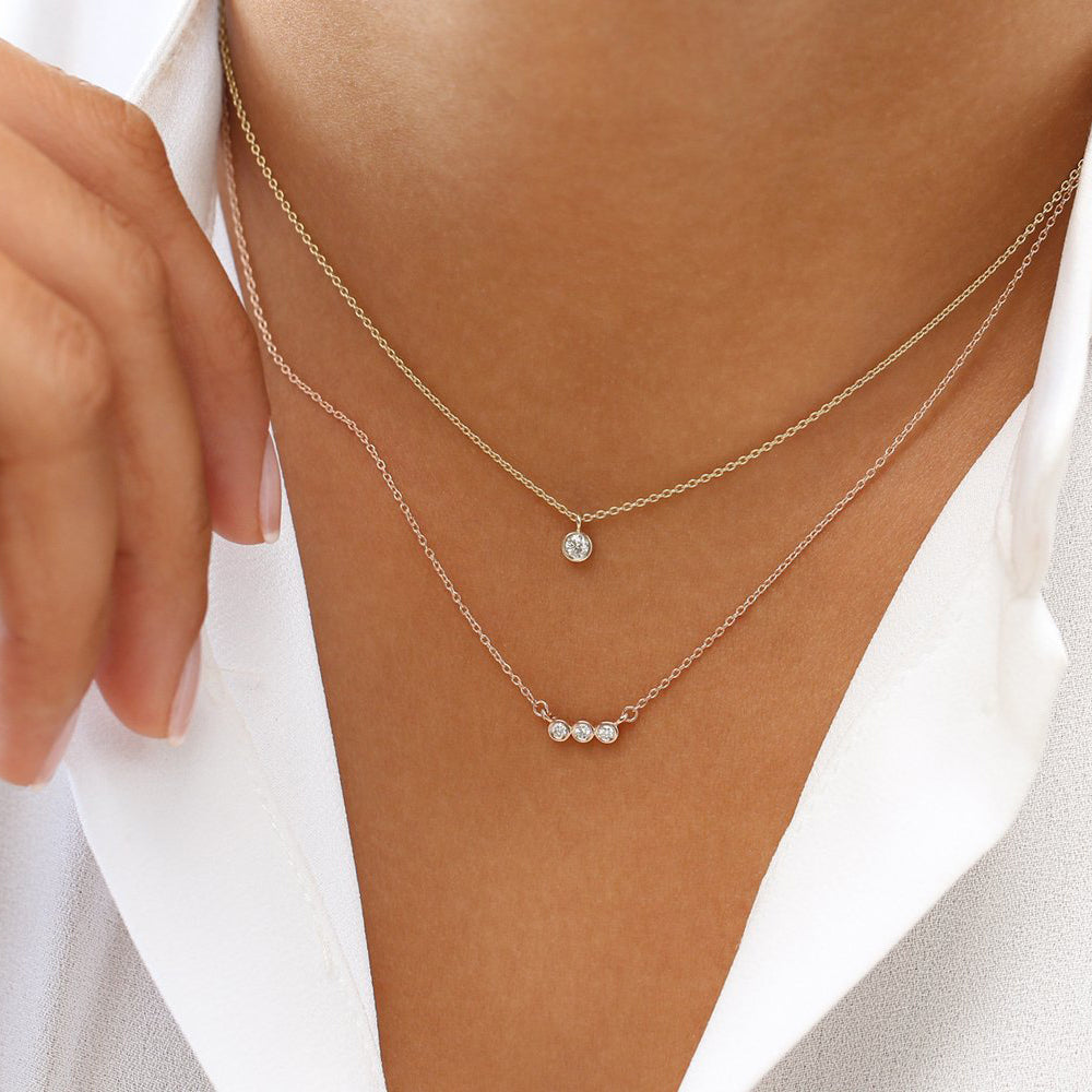 14k Bezel Set Diamond Necklace