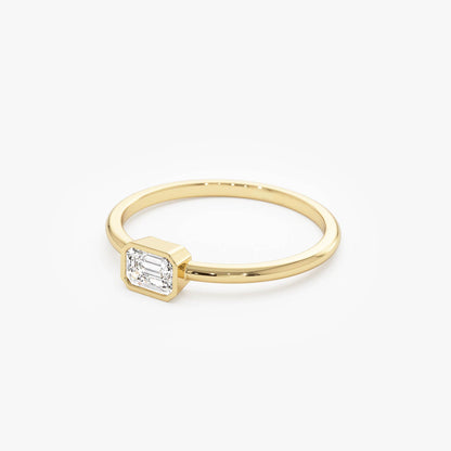 14k Bezel Set Emerald Cut Diamond Solitaire Ring