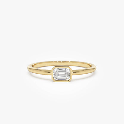 14k Bezel Set Emerald Cut Diamond Solitaire Ring