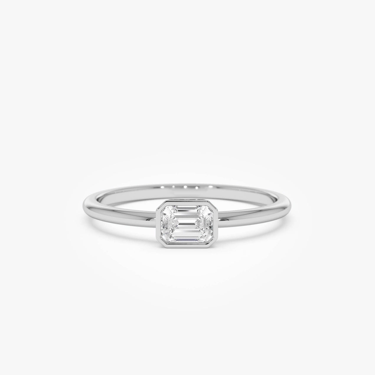 14k Bezel Set Emerald Cut Diamond Solitaire Ring