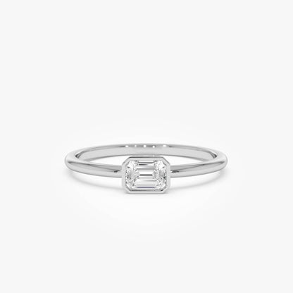 14k Bezel Set Emerald Cut Diamond Solitaire Ring