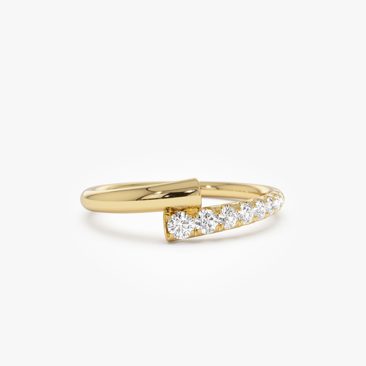 14k Bypass Gold & Pave Diamond Ring