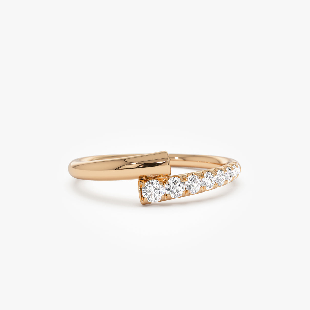 14k Bypass Gold & Pave Diamond Ring
