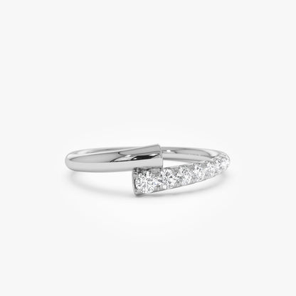14k Bypass Gold & Pave Diamond Ring