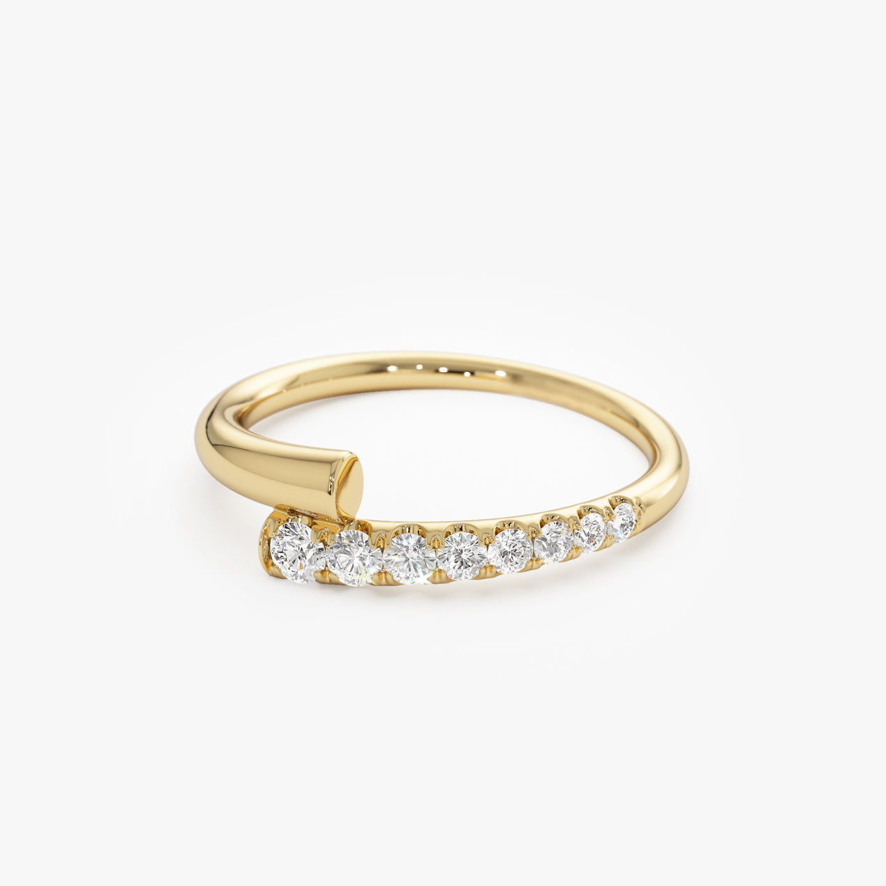 14k Bypass Gold & Pave Diamond Ring