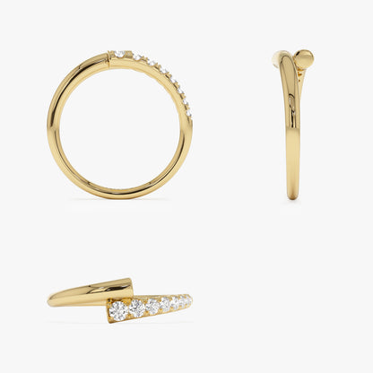 14k Bypass Gold & Pave Diamond Ring