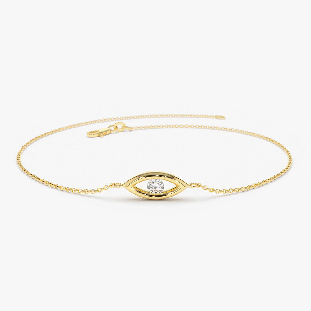 14k Channel Setting Diamond Evil Eye Bracelet