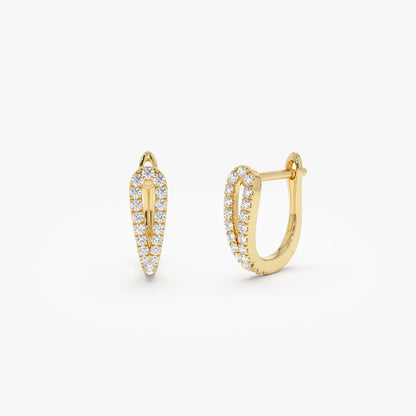 14k Double Mini Diamond Hoop Earrings