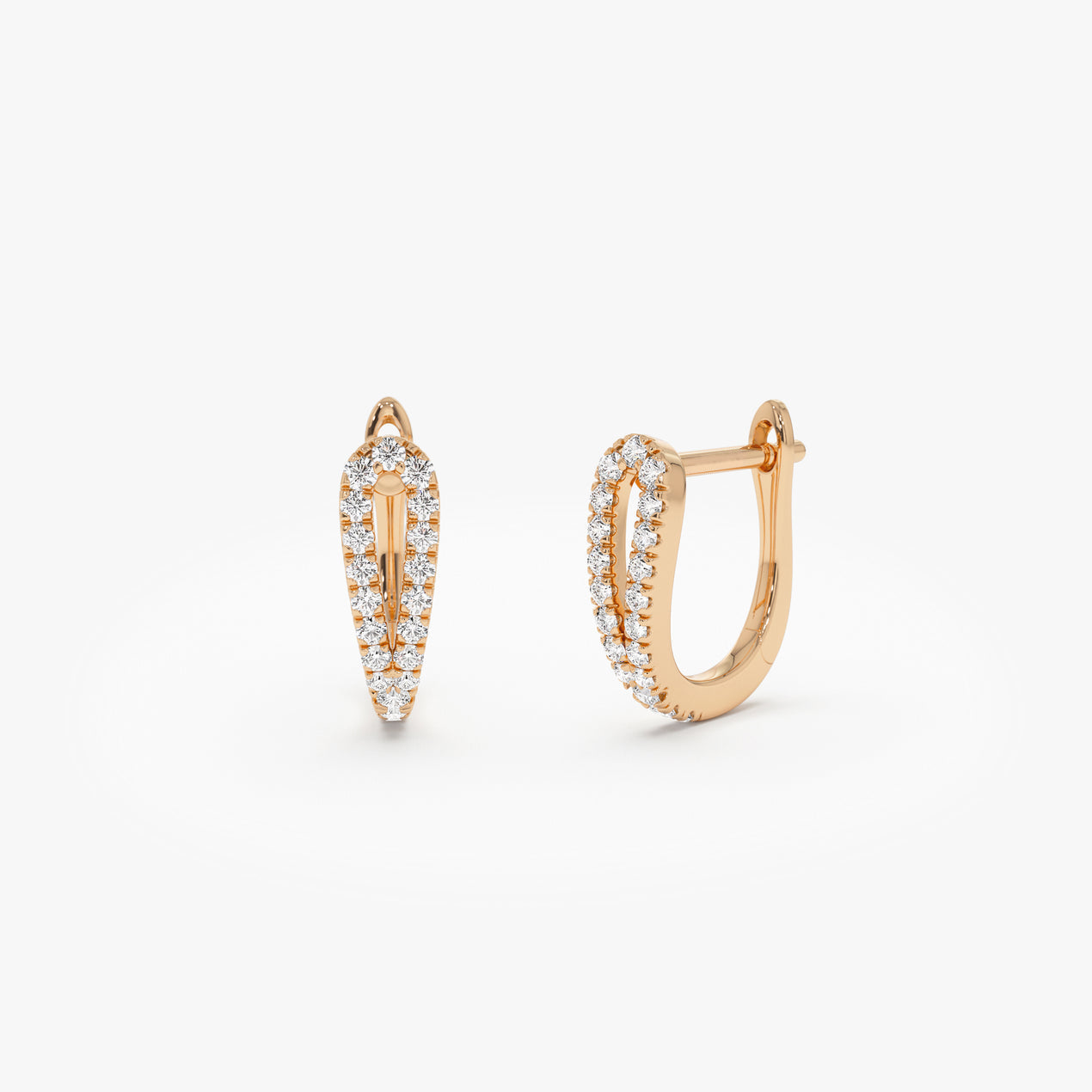 14k Double Mini Diamond Hoop Earrings