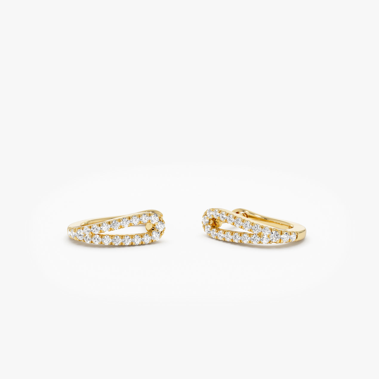 14k Double Mini Diamond Hoop Earrings