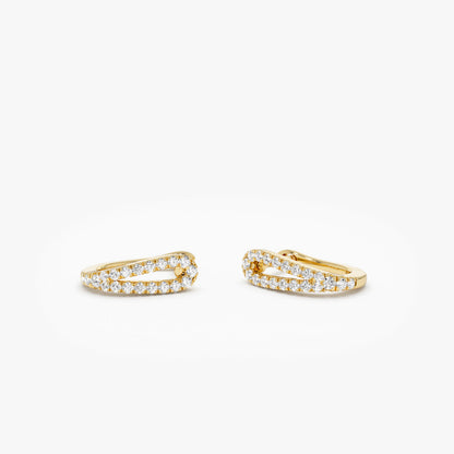 14k Double Mini Diamond Hoop Earrings