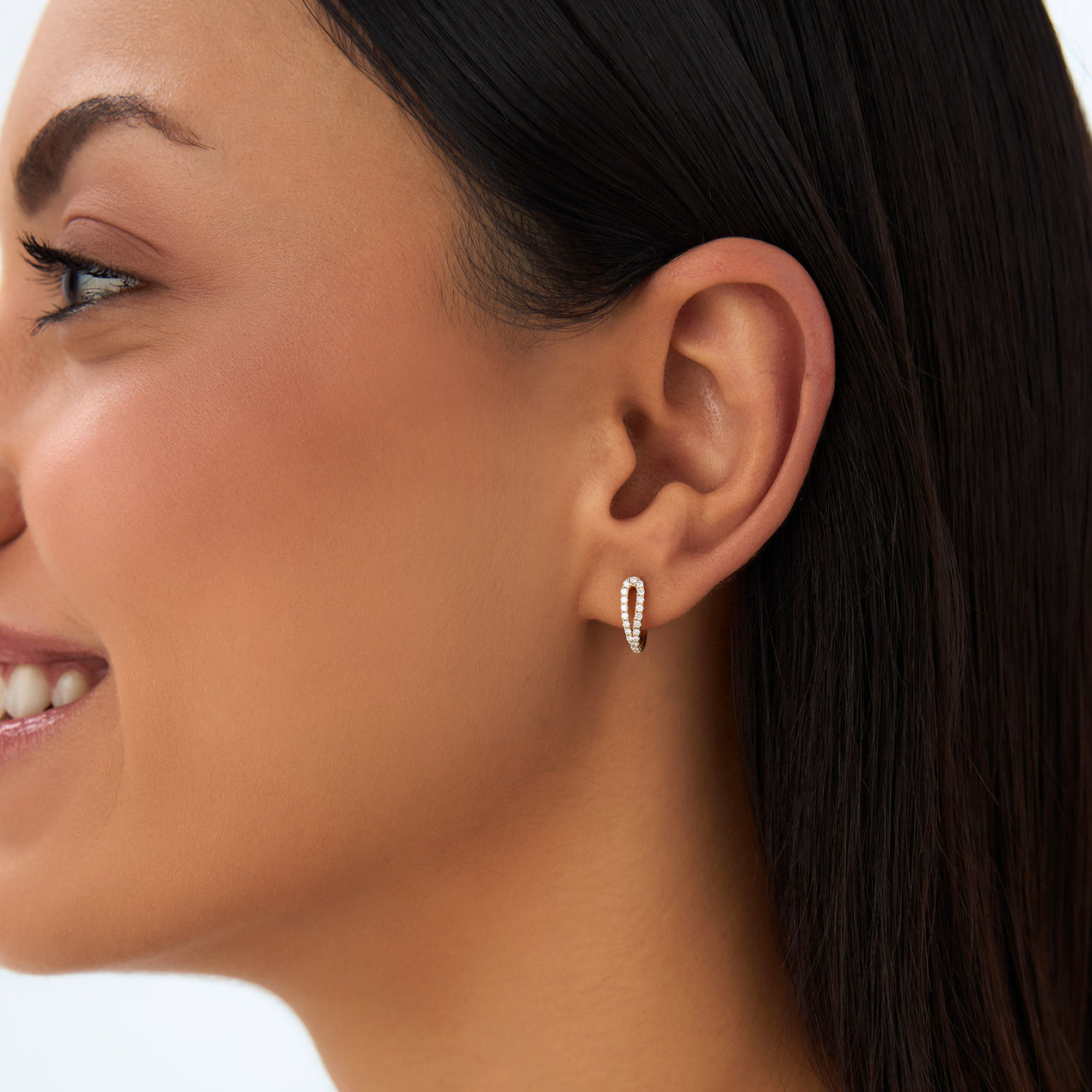 14k Double Mini Diamond Hoop Earrings